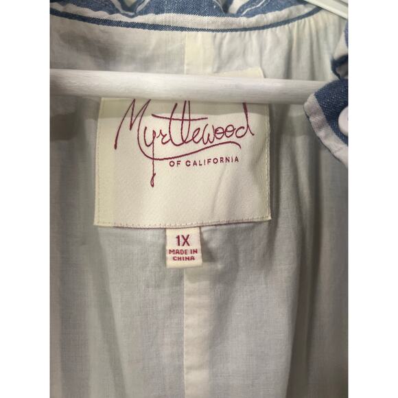 Women’s Myrtlewood of California Cotton Retro Shirt Dress 1X Striped Cottage - Picture 7 of 11